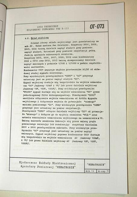 Instrukcja multimetr V-533 Meratronik