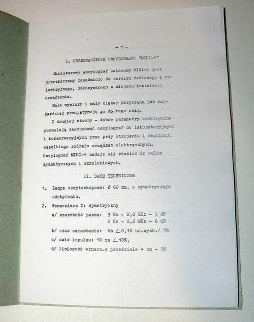 Instrukcja OBSŁUGI OSCYLOGRAF KATODOWY MINI-4