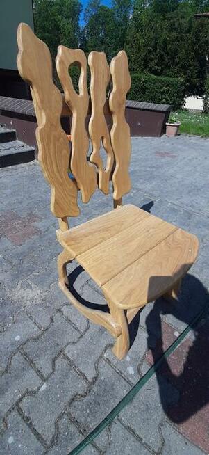 Stół oraz krzesła rzeźbione- dąb