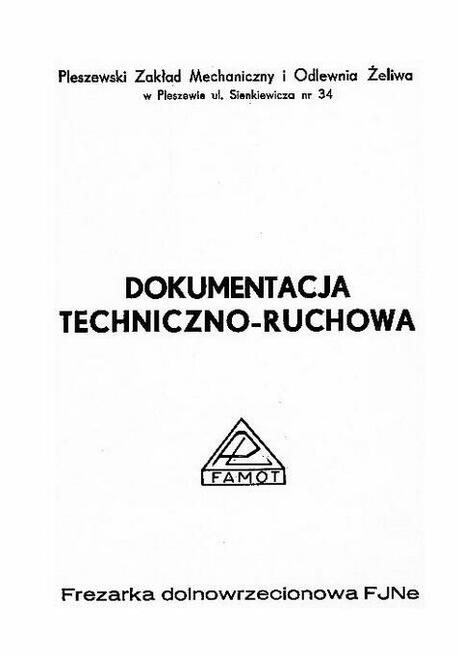 DTR FREZARKA FJNE DOLNOWRZECIONOWA