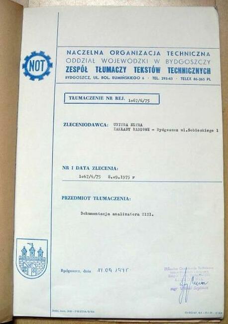 Instruk analizator 2121 BRUEL & KJAER tłumaczenie j.polski