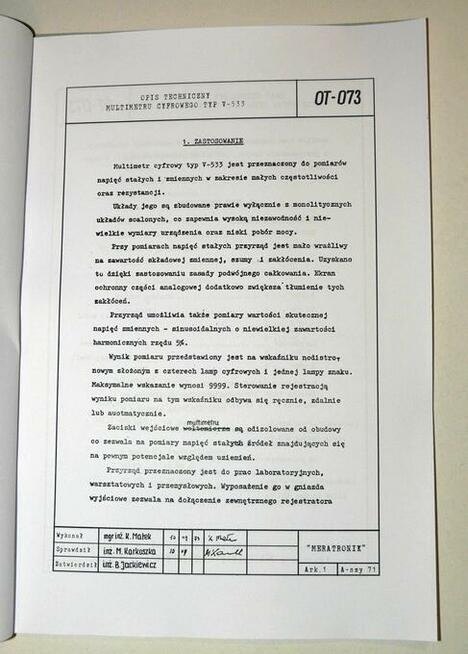 Instrukcja multimetr V-533 Meratronik