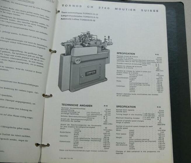 DTR AUTOMAT R10 TORNOS