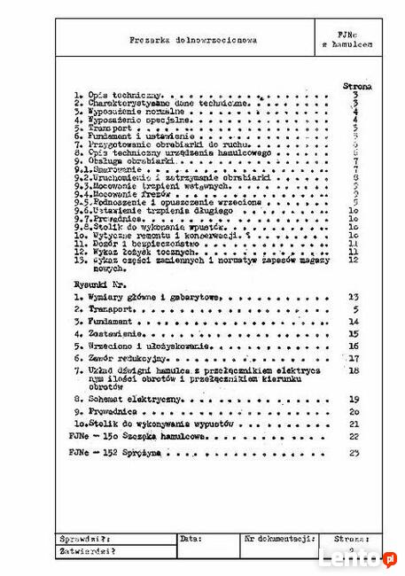 DTR FREZARKA FJNE DOLNOWRZECIONOWA