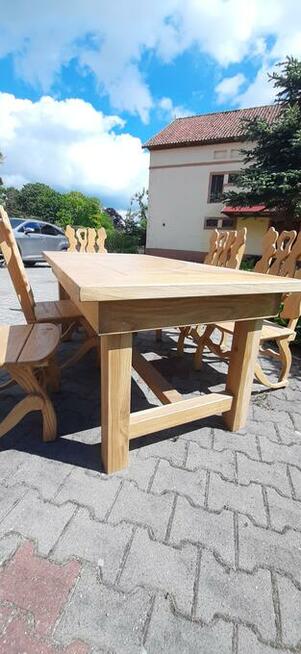 Stół oraz krzesła rzeźbione- dąb