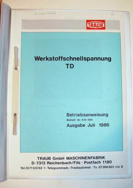 DTR AUTOMAT TRAUB TD