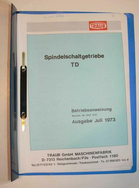 DTR AUTOMAT TRAUB TD