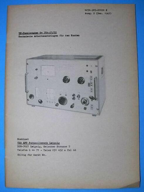 Instrukcja generator GV-704 21 RFT DDR
