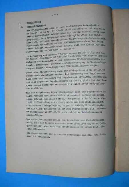 Instrukcja generator GV-704 21 RFT DDR