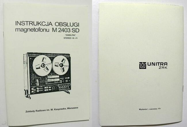 Instrukcja magnetofonu M 2403 SD DAMA PIK UNITRA