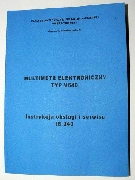 Instrukcja multimetr V-640 MERATRONIK V640