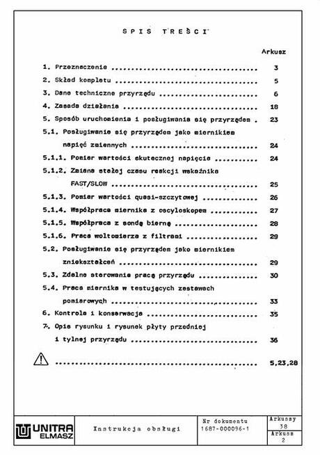 Istrukcja obsługi miernik VN1687 ELMASZ UNTRA
