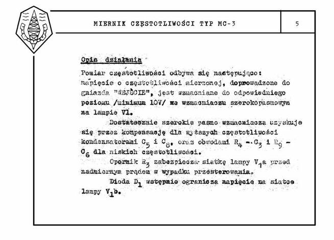 Instrukcja obsługi MIERNIK częstotliwości MC-3 Radiotechnika