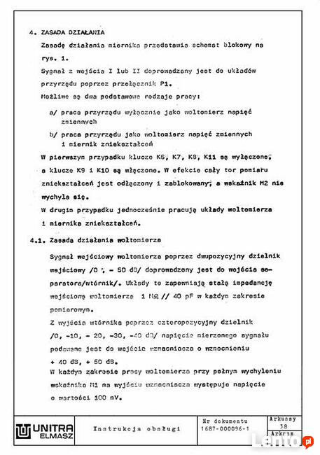 Istrukcja obsługi miernik VN1687 ELMASZ UNTRA
