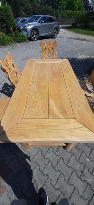 Stół oraz krzesła rzeźbione- dąb