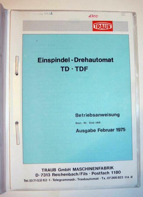 DTR AUTOMAT TRAUB TD