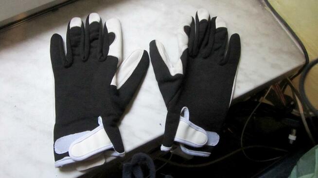 Rękawiczki skórzano - materiałowe