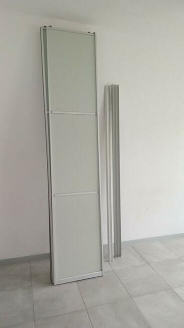 Drzwi przesuwne, szkło mleczne, 4x55cm + prowadnice, cały sy