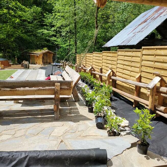 Trawnik z rolki z montażem i fakturą