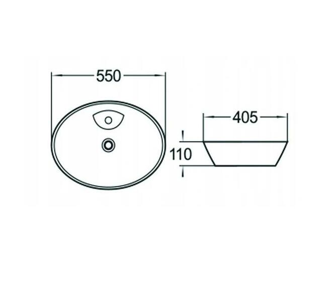 Umywalka nablatowa 55x40 Biała ceramiczna