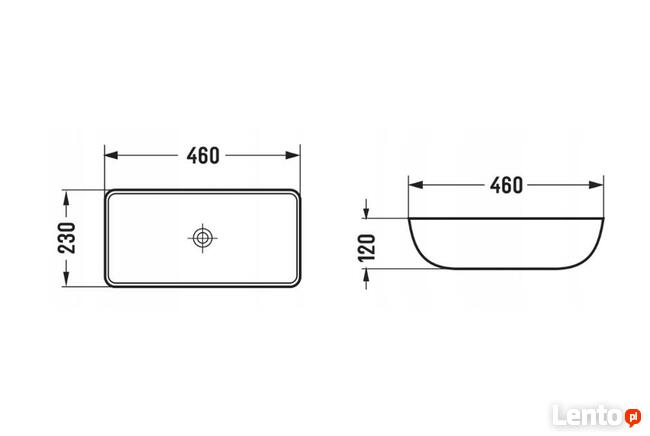 Umywalka nablatowa ceramiczna Biała 46x23 NOWA
