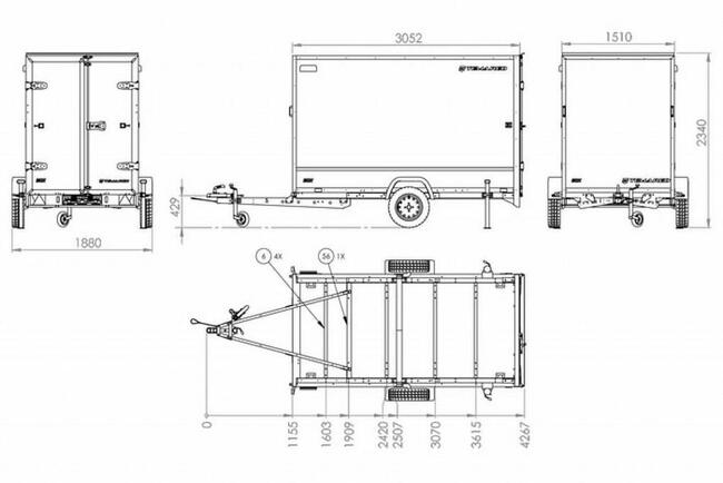 Unitrailer Przyczepa kontener FURGON 2-osie 300X148