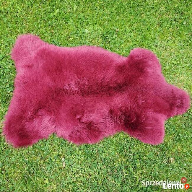 Skóra Owcza Dywanik Kolor Czerwonego Wina Naturalna