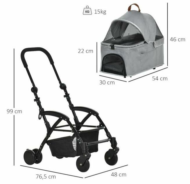 Wózek dla zwierząt 2w1 torba transportowa