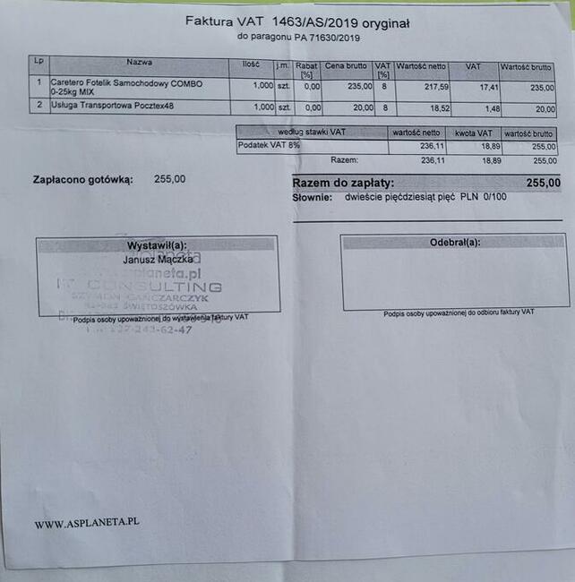 Dziecięcy fotelik samochodowy COMBO