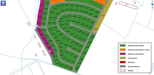Działki jednorodzinne, wielorodzinne,usługi 231 szt