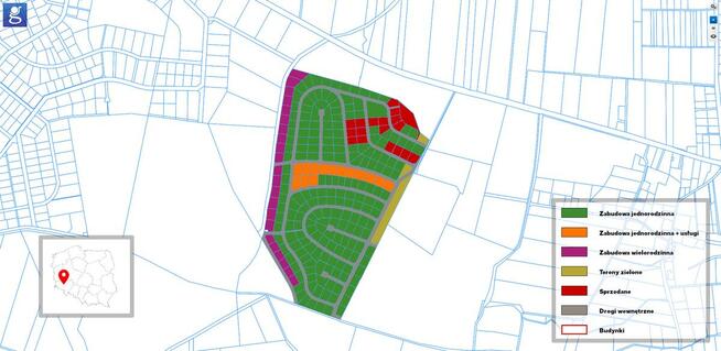 Działki jednorodzinne, wielorodzinne,usługi 231 szt