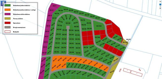 Działki jednorodzinne, wielorodzinne,usługi 231 szt