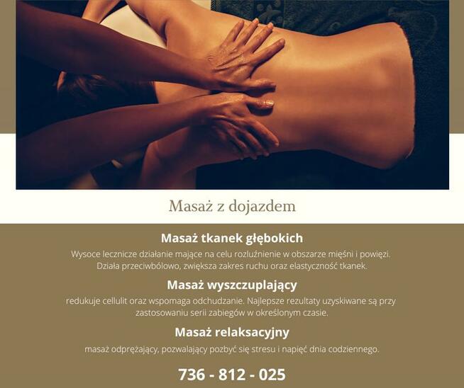 Masaż z dojazdem Łódź - leczniczy, odchudzający, relaks