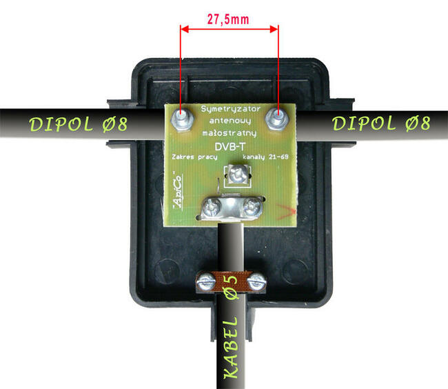 PUSZKA ANTENOWA +SYMETRYZATOR 75om DIPOL UNITRA YAGI