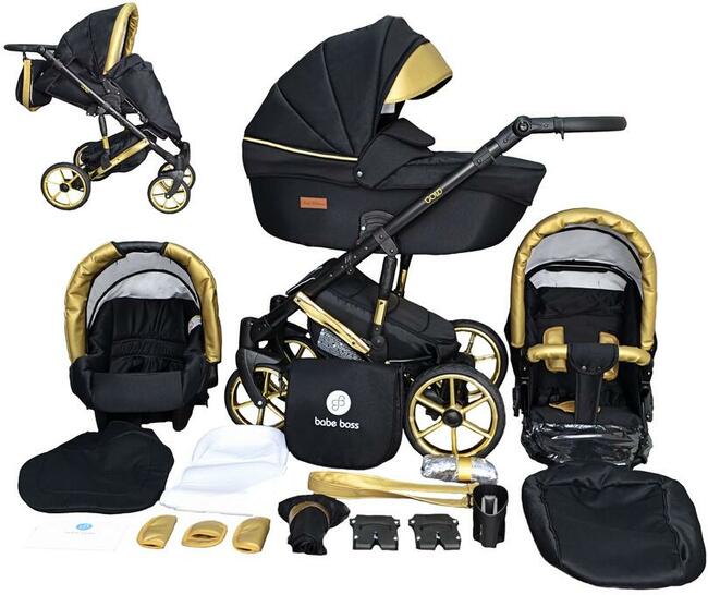 NOWY Złoty Wózek dziecięcy Gold Uczio zestaw 3w1 + Dodatki