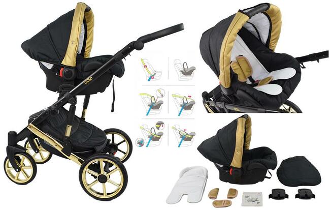 NOWY Złoty Wózek dziecięcy Gold Uczio zestaw 3w1 + Dodatki