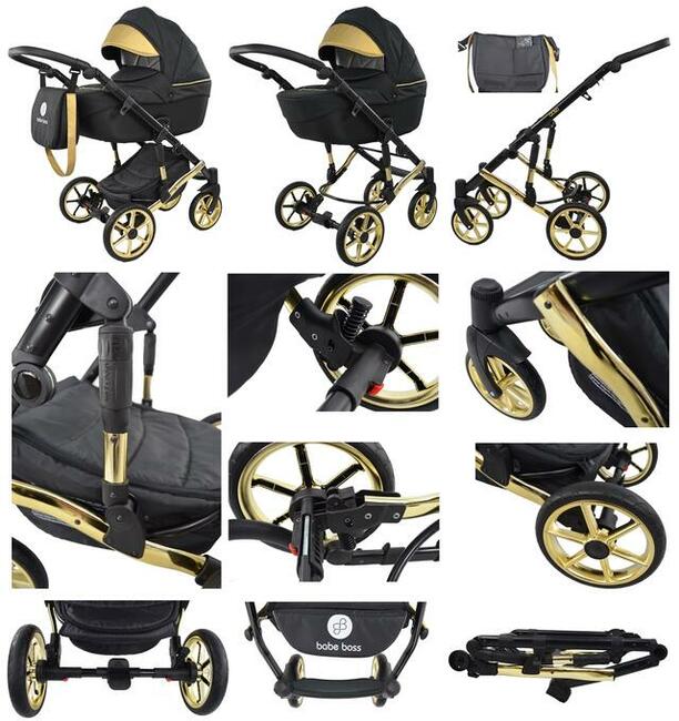 NOWY Złoty Wózek dziecięcy Gold Uczio zestaw 3w1 + Dodatki