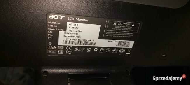 Monitor acer al1951 , 19" cali uszkodzony jak na zdjęciu
