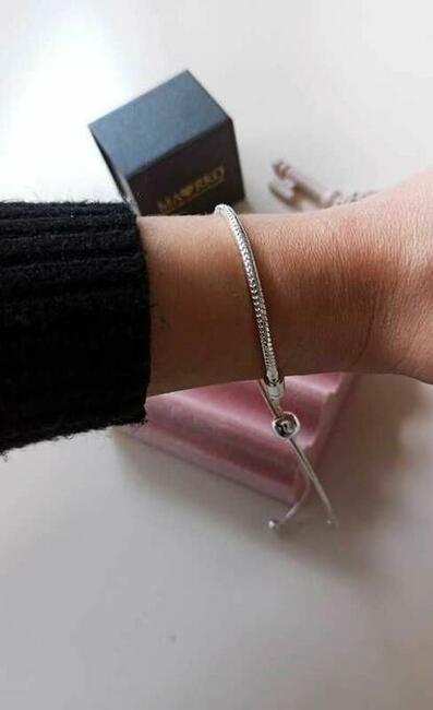 Bransoletka modułowa regulowana SREBRNA na zawieszki charmsy