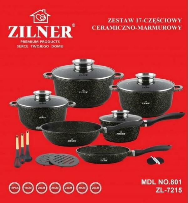 Duży zestaw garnków marmurkowych Zilner