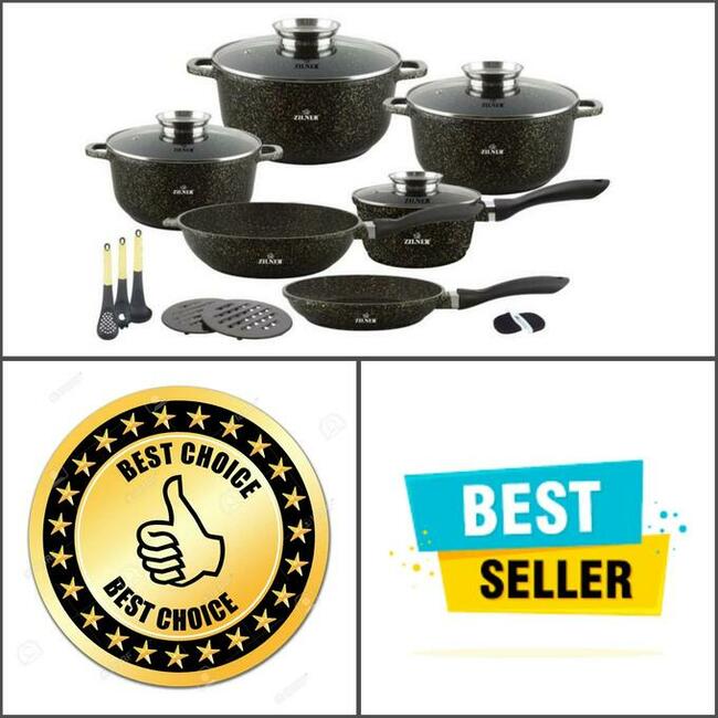 Duży zestaw garnków marmurkowych Zilner