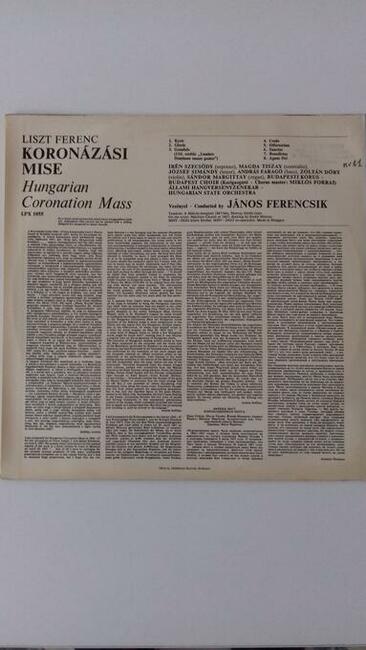 Winyl – Ferenc Liszt - Węgierska Msza Koronacyjna