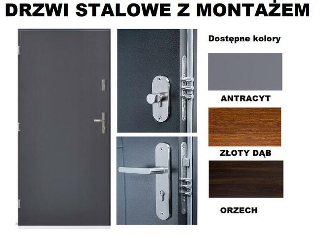 drzwi zewnętrzne -wejsciowe -metalowe- stalowe z montażem