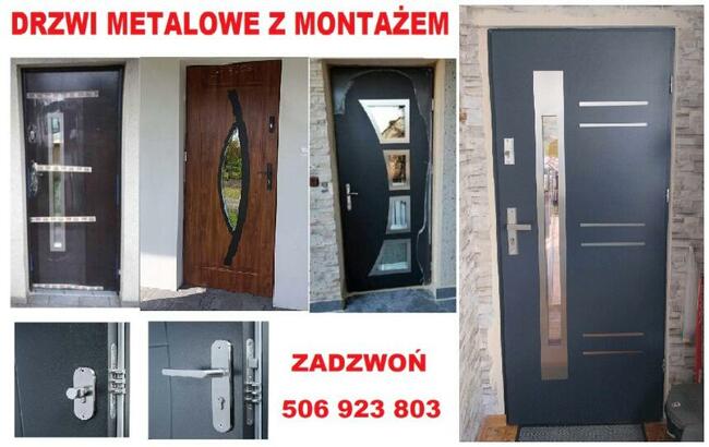 drzwi zewnętrzne -wejsciowe -metalowe- stalowe z montażem