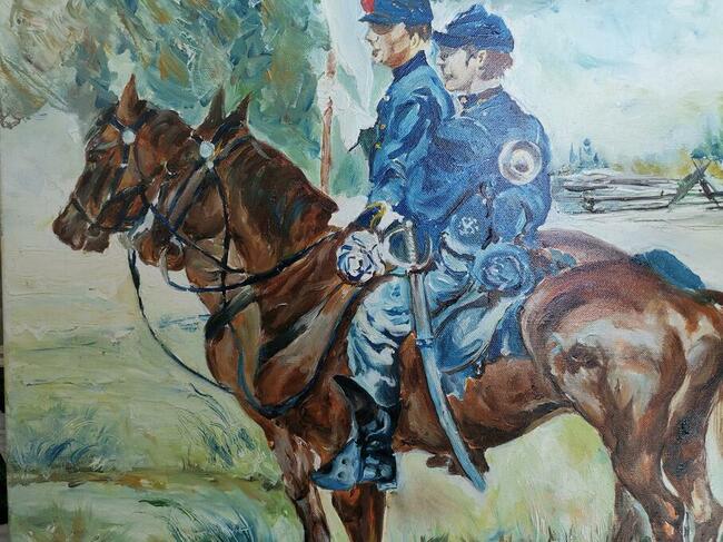 Kawalerzyści na koniach