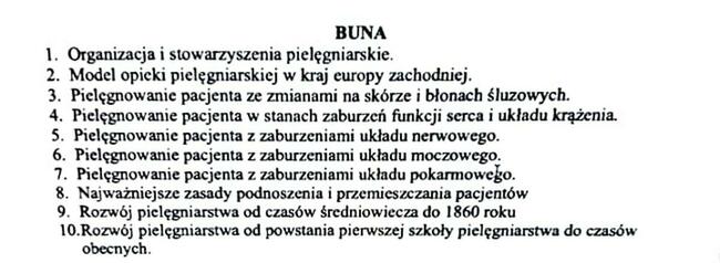 BUNA - Praca zaliczeniowa z dziedziny - Pielęgniarstwo..