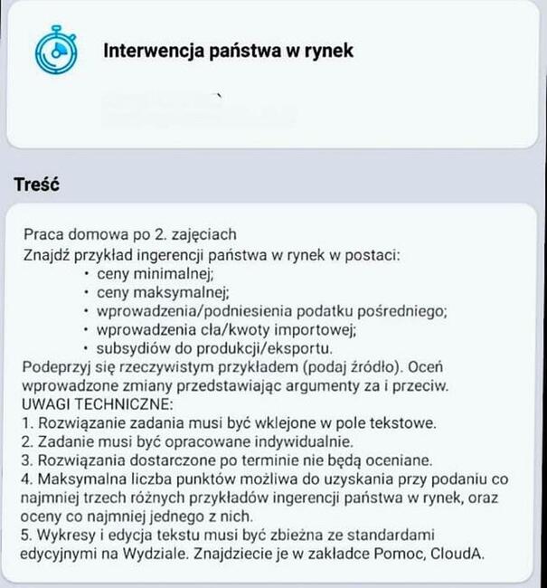 Interwencja państwa w rynek - Praca zaliczeniowa