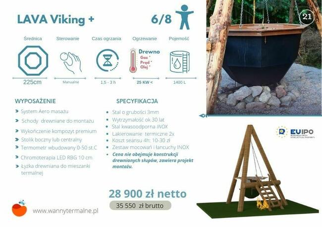 LAVA VIKING wanna termalna kocioł SPA czan hottub na ogień