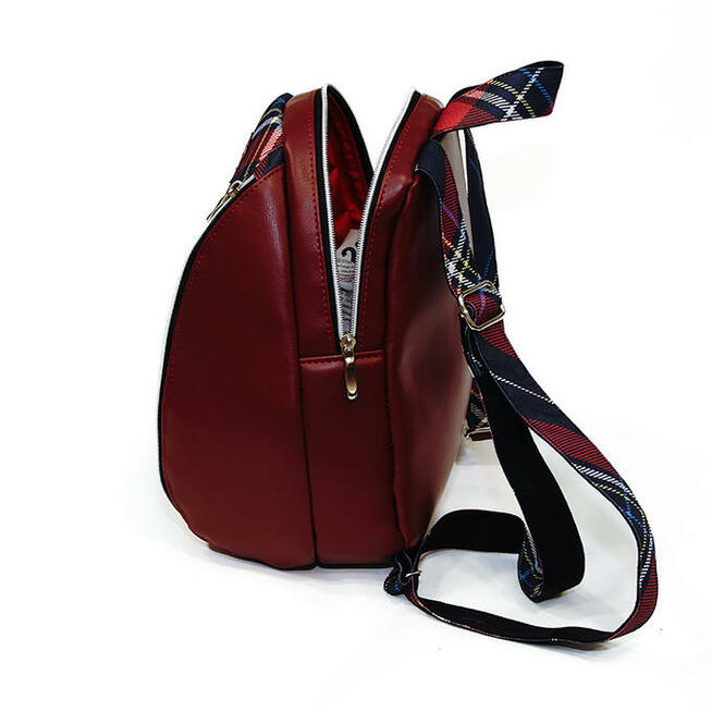 Wyjątkowy Plecak z ekoskóry - Bordo i Kratka