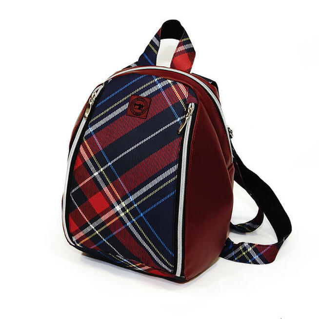 Wyjątkowy Plecak z ekoskóry - Bordo i Kratka